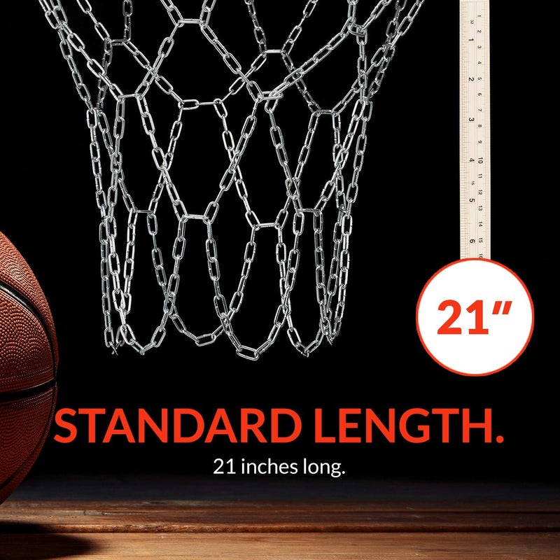 BETTERLINE Basketball Net Heavy Duty Metal Chain Replacement with 12 S-Hooks and Set of Pliers to Tighten Hooks | Rustproof Galvanized Iron 21-Inch (53 cm) Net (3.2mm Thick) - Image 5